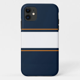スポーティワイドホワイトオレンジネイビーブルーレーシングストライプズ iPhone 11 ケース