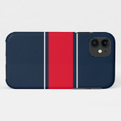 スポーティワイド明るい赤のホワイトネイビーレースストライプズ Case-Mate iPhoneケース (裏面(横))