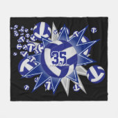 スポーティーなブルーの白いバレーボールの部屋の装飾 フリースブランケット (正面(横))