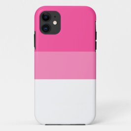 スポーティーなプリティー ツートーン キャンディー ピンク ホワイト ストライプ iPhone 11 ケース