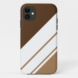 スポーティーなボールドツートン ブラウン ホワイト レーシング ストライプ iPhone 11 ケース