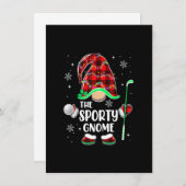 スポーティーな小人のゴルフ バッファロープレイドのクリスマス ライト 女性 招待状 (正面/裏面)