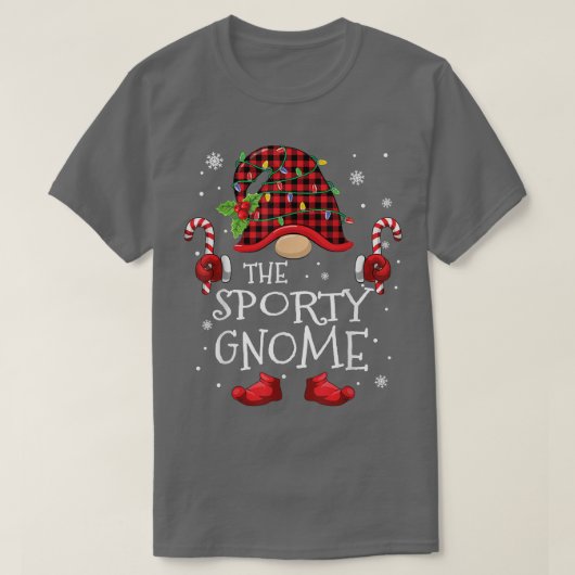 スポーティーな小人のバイソン柄の面白いクリスマスツリー ファッション Tシャツ (デザイン正面)
