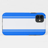 スポーティーな明るいネイビーブルーと白のレーシングストライプ Case-Mate iPhoneケース (裏面(横))