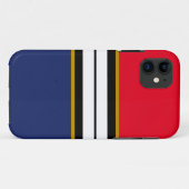 スポーティーな明るい赤、白、ネイビーブルーのレーシングストライプ Case-Mate iPhoneケース (裏面(横))