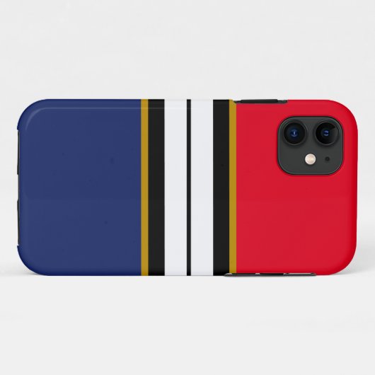 スポーティーな明るい赤、白、ネイビーブルーのレーシングストライプ Case-Mate iPhoneケース (裏面(横))