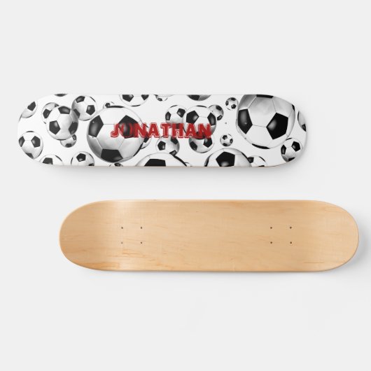 スポーティーな黒と白のサッカーボール男の子女 スケートボード (横)
