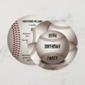 スポーティーベースボール85歳誕生日パーティー両面 招待状 (正面/裏面)
