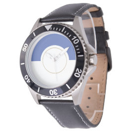 スポーティー モダン ブルー ホワイト コンセントリック カラー ブロック 腕時計