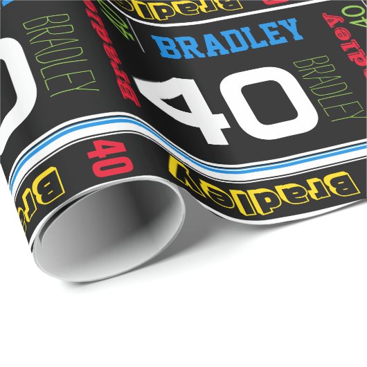 スポーティ一流の年齢の多彩な誕生日の覆いを個人化して下さい ラッピングペーパー (ロールコーナー)