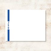 スポーティ垂直ストライプモノグラムブルーホワイトメンズ ノートカード