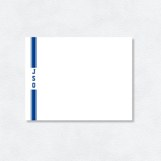 スポーティ垂直ストライプモノグラムブルーホワイトメンズ ノートカード