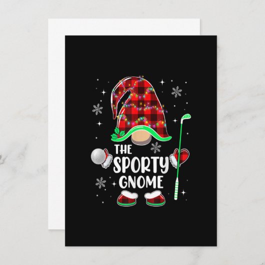 スポーティ格言ゴルフバッファロープレイドクリスマスライトF 招待状 (正面/裏面)