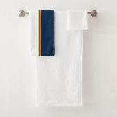 スポーティ深いネイビーブルーオレンジホワイトレーシングストライプズ バスタオルセット (インサイチュ)