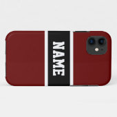 スポーティ深いレッド白黒アスレチックストライプ文字 Case-Mate iPhoneケース (裏面(横))