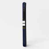 スポーティ白黒レーシングストライプズオンネイビーブルー Case-Mate iPhoneケース (裏面/左)