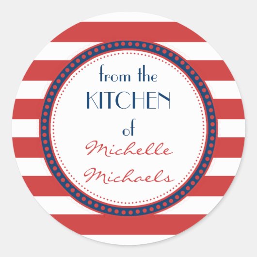 スポーティ赤白青航海のズストライプモノグラム ラウンドシール (正面)