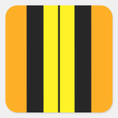 スポーティ鮮やかなゴールデンイエローブラックレースストライプズ スクエアシール (正面)