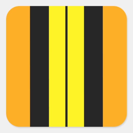 スポーティ鮮やかなゴールデンイエローブラックレースストライプズ スクエアシール (正面)