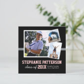 スポーティ3フォト卒業発表ブラックピンク 招待状 (スタンド正面)