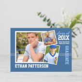 スポーティ3フォト卒業発表青白 招待状 (スタンド正面)