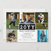 スポーティ5フォト白黒卒業招待状 案内状 (正面)