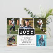 スポーティ5フォト白黒卒業招待状 案内状 (スタンド正面)