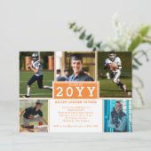 スポーティ5 – フォトオレンジ白の卒業招待状 案内状 (スタンド正面)