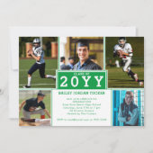 スポーティ5 – フォトグリーンホワイト卒業招待状 案内状 (正面)