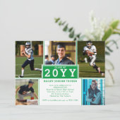 スポーティ5 – フォトグリーンホワイト卒業招待状 案内状 (スタンド正面)