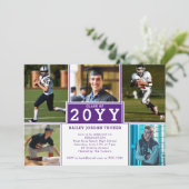 スポーティ5 – フォトパープルホワイト卒業招待状 案内状 (スタンド正面)