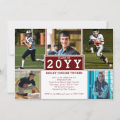 スポーティ5 – フォトブルゴーニュレッド卒業招待状 案内状 (正面)