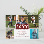 スポーティ5 – フォトブルゴーニュレッド卒業招待状 案内状 (スタンド正面)