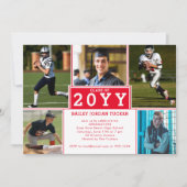 スポーティ5 – フォトレッドホワイト卒業招待状 案内状 (正面)