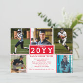 スポーティ5 – フォトレッドホワイト卒業招待状 案内状 (スタンド正面)