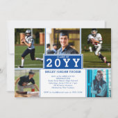 スポーティ5 – フォト深いブルー卒業招待状 案内状 (正面)