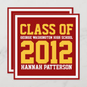 スポーティ·ガール·ジャージー·ユニフォーム·レッド卒業パーティー 招待状 (正面/裏面)