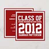 スポーティ·ガール·ジャージー·ユニフォーム·レッド卒業パーティー 招待状 (正面/裏面)