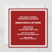 スポーティ·ガール·ジャージー·ユニフォーム·レッド卒業パーティー 招待状 (裏面)