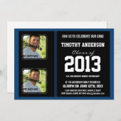 スポーティ·ボーイ·グラッド·ブラックとモナコ·ブルーの2枚の写真 招待状 (正面/裏面)