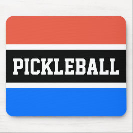 スポーティPICKLEBALLオレンジスカイブルーブラックストライプ マウスパッド