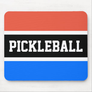 スポーティPICKLEBALLオレンジスカイブルーブラックストライプ マウスパッド