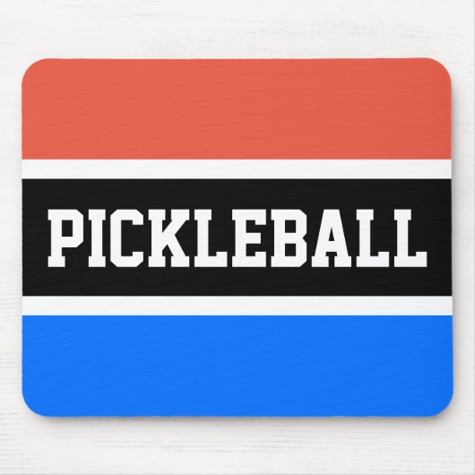 スポーティPICKLEBALLオレンジスカイブルーブラックストライプ マウスパッド (正面)