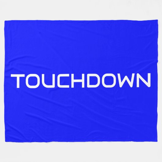 スポーティTOUCHDOWN モダンテキスト オン ビッグブルー フリースブランケット (正面(横))