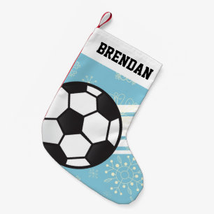 スポーテパーソナライズされたィ・ストライプス・サッカー・ボール・ラ スモールクリスマスストッキング