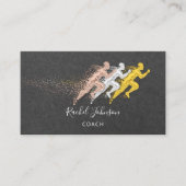 スポ走ートコーチアスリートロゴインストラクターQRグレー 名刺 (正面)