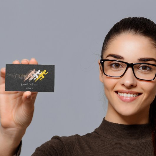 スポ走ートコーチアスリートロゴインストラクターQRグレー 名刺