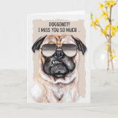 スマおもしろいグ・パグ・ドッグ・イン・サングラス恋しく思ズ・ユー カード (黄色い花)