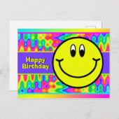 スマイサイケデリックル顔絵文字誕生日はがき ポストカード (正面/裏面)