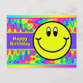 スマイサイケデリックル顔絵文字誕生日はがき ポストカード (正面)